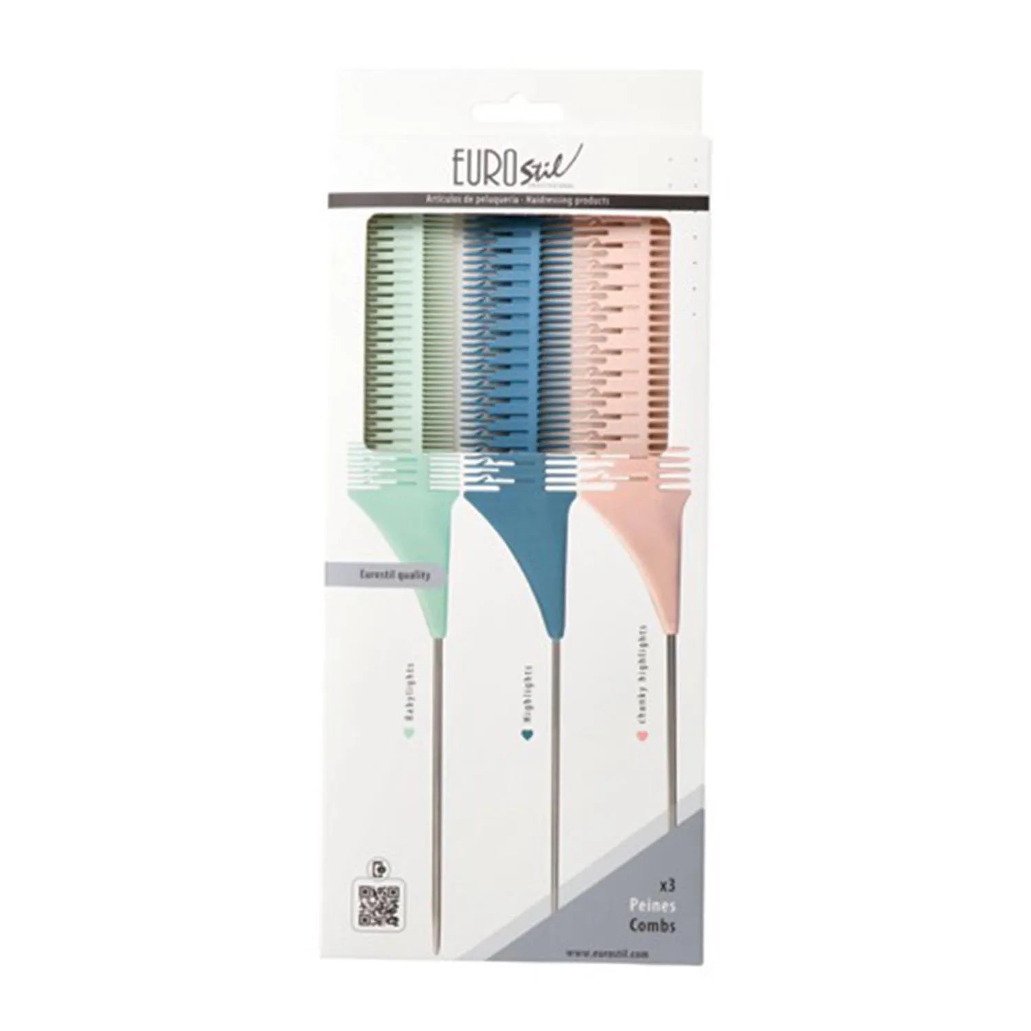 EUROSTIL Colores Set 3 Haarkamm-Peines für Strähnen Kosmetik