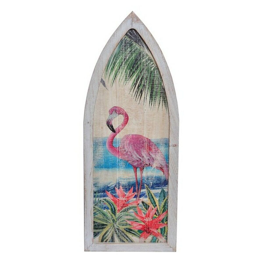 DKD Home Decor Wanddekoration aus Holz mit rosa Flamingo Tropical, ca. 40 x 2,5 x 101 cm – Produktansicht