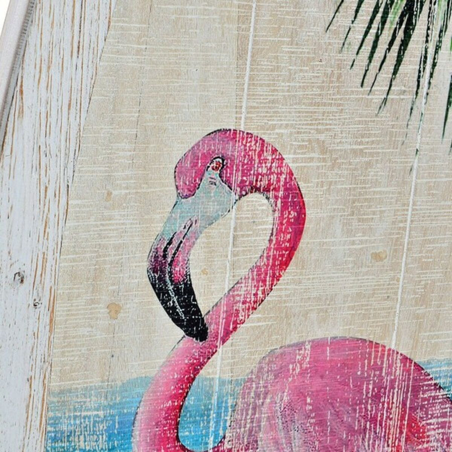 DKD Home Decor Wanddekoration aus Holz mit rosa Flamingo Tropical, ca. 40 x 2,5 x 101 cm – Detailansicht
