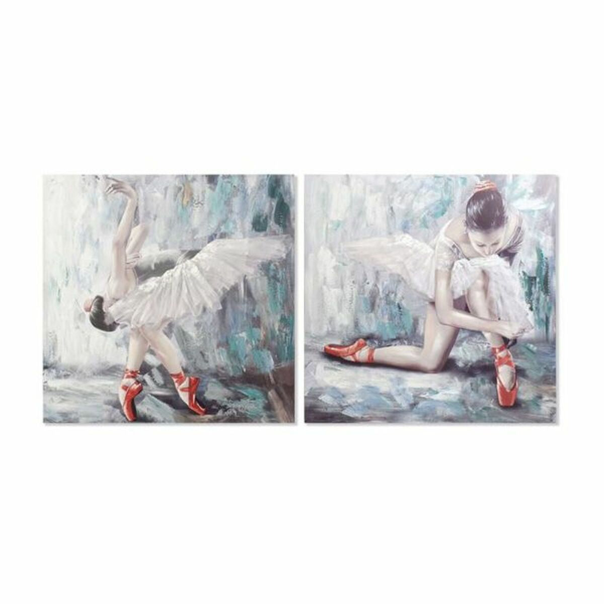 DKD Home Decor Leinwandbilder Ballett-Tänzerin, 2 Stück, Blau Weiss Grau, 100 × 3 × 100 cm – Produktansicht