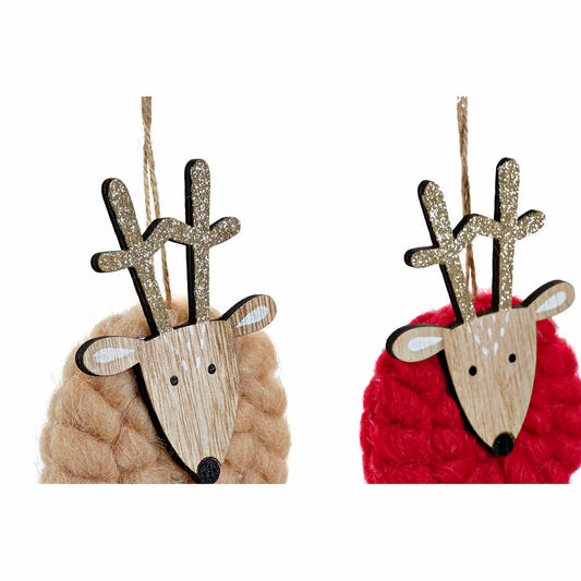 Weihnachtsschmuck DKD Home Decor Polyester Holz Rentier (3 pcs) (8 x 3 x 26 cm)