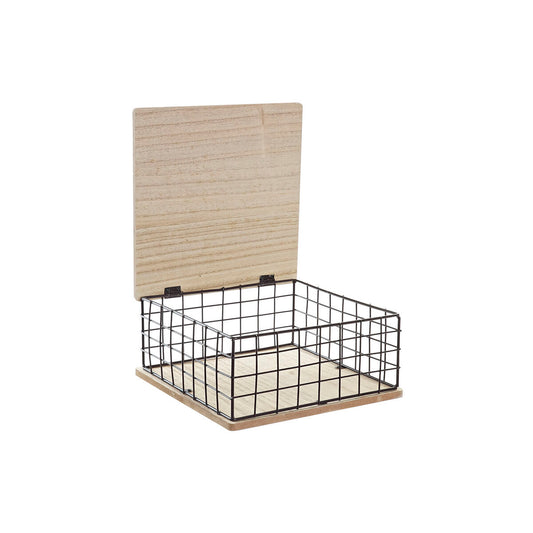 Dekorative Box DKD Home Decor Schwarz natürlich Metall Holz MDF