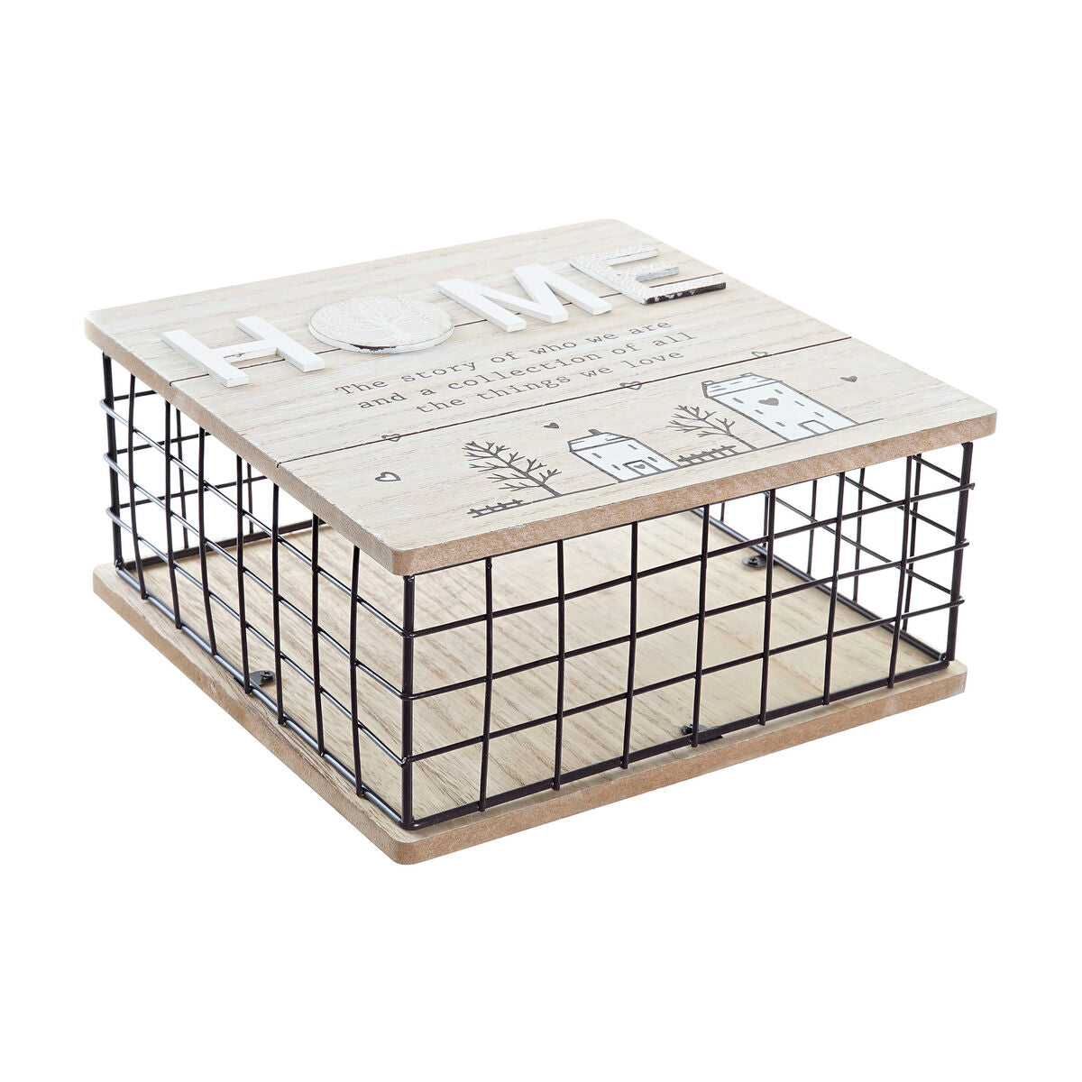 Dekorative Box DKD Home Decor Schwarz natürlich Metall Holz MDF