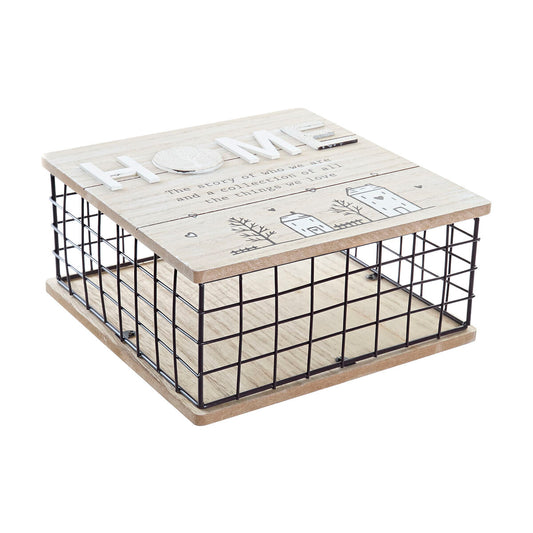 Dekorative Box DKD Home Decor Schwarz natürlich Metall Holz MDF
