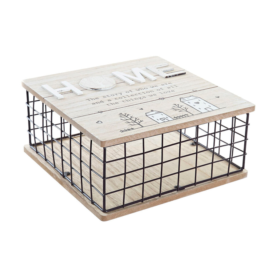 Dekorative Box DKD Home Decor Schwarz Natur aus Metall und MDF – Produktansicht
