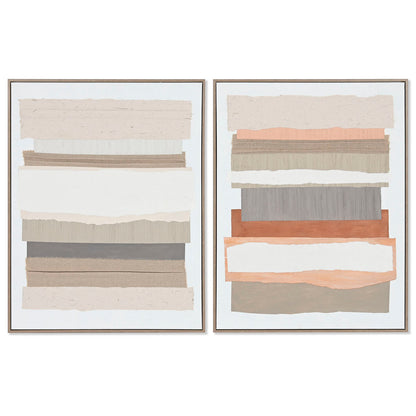 Home ESPRIT abstraktes 3D-Leinwandbild aus Kiefer und Leinwand in Weiss und Beige – Produktansicht