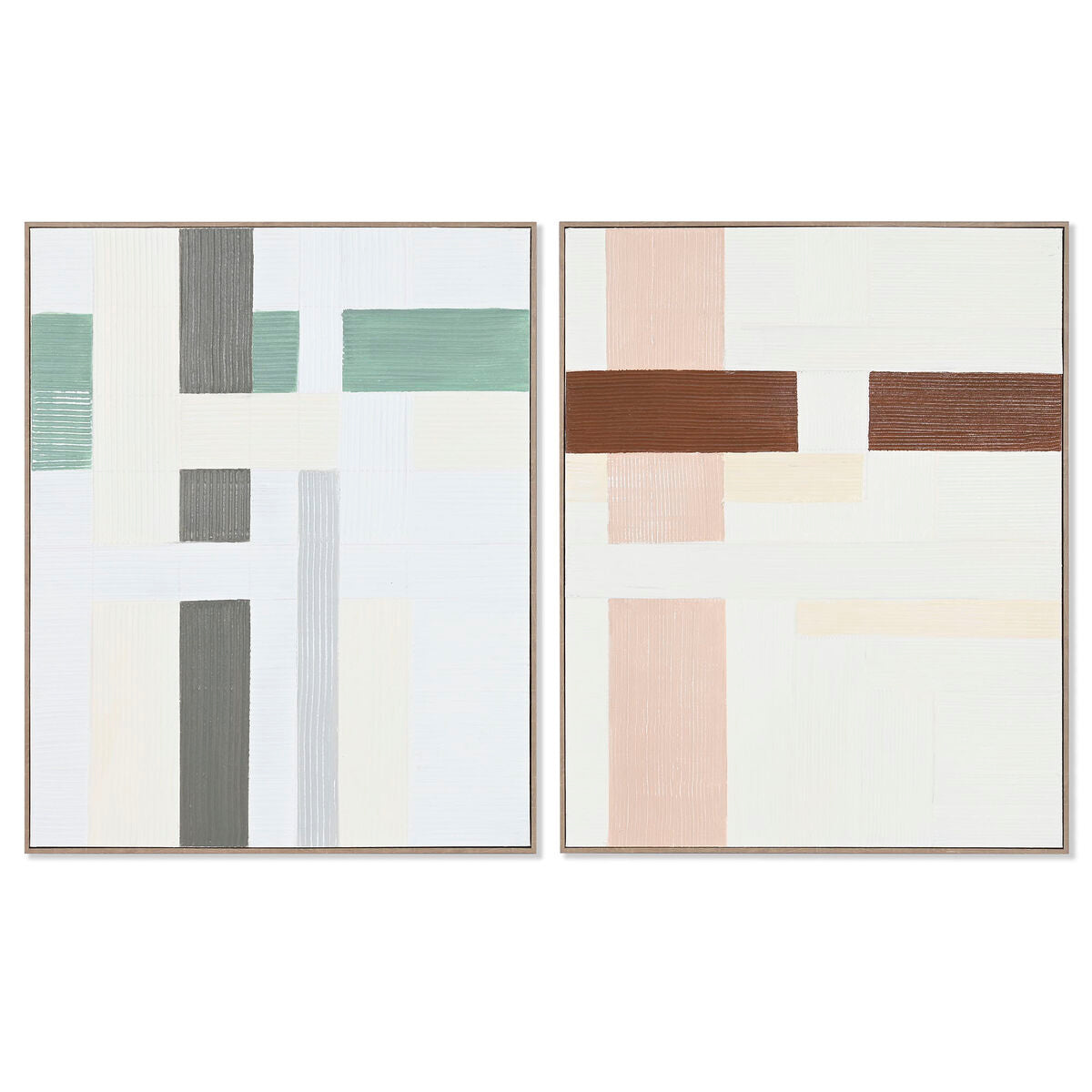 Home ESPRIT handgemaltes abstraktes Leinwandbild in Grün und Beige aus Kiefer und Leinwand, 82 x 4,5 x 102 cm – Produktansich