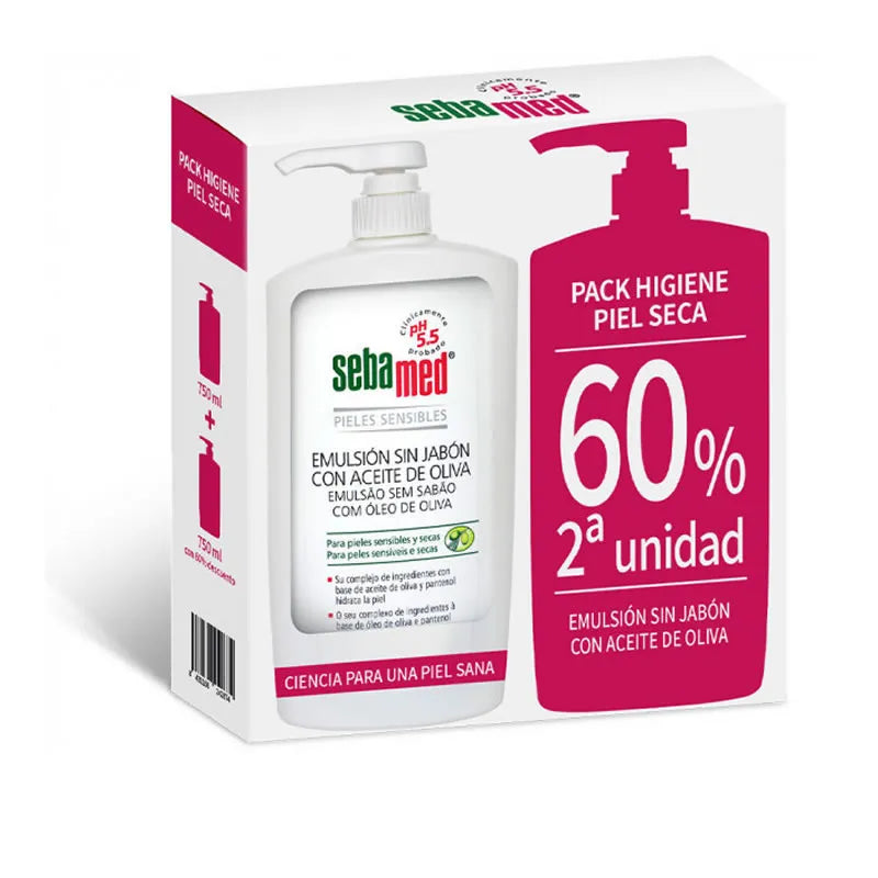 SEBAMED Sebamed Seifenfreie Emulsion mit Olivenöl 750 ml Duett Pflege für empfindliche Haut