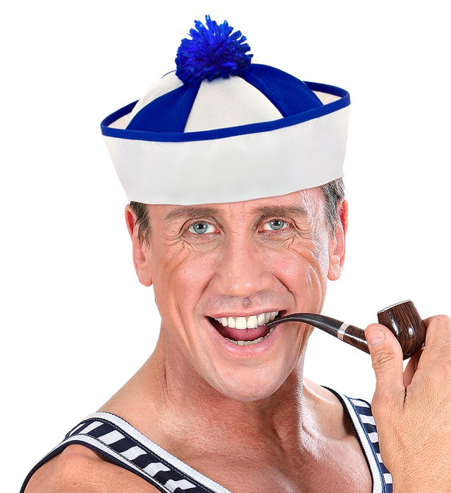 Klassischer Matrosenhut in Marineblau und Weiss für Fasnacht