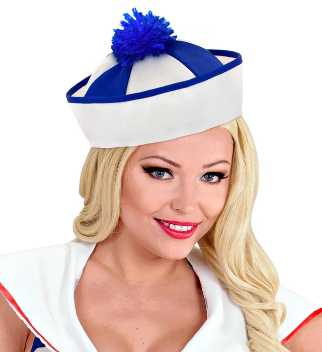 Klassischer Matrosenhut in Marineblau und Weiss für Fasnacht