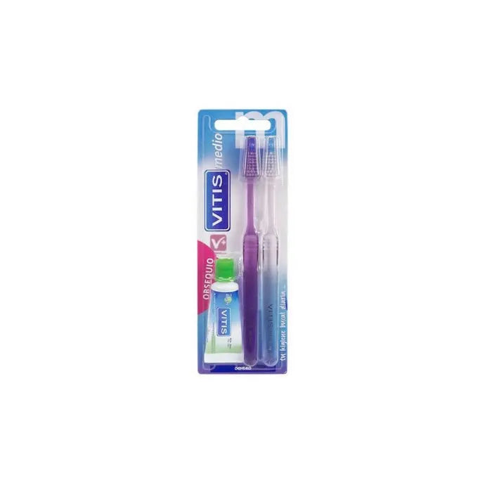 VITIS VITIS Duplo Zahnbürste Medium mit Anticaries Zahnpasta 15 ml Set Kosmetik