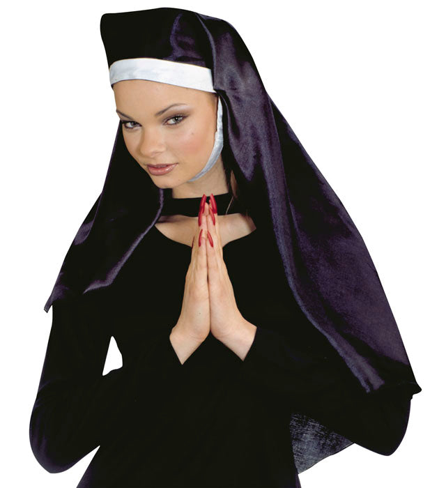 Elegante Nonnenhaube aus glänzendem Satin für Fasnacht und Karneval