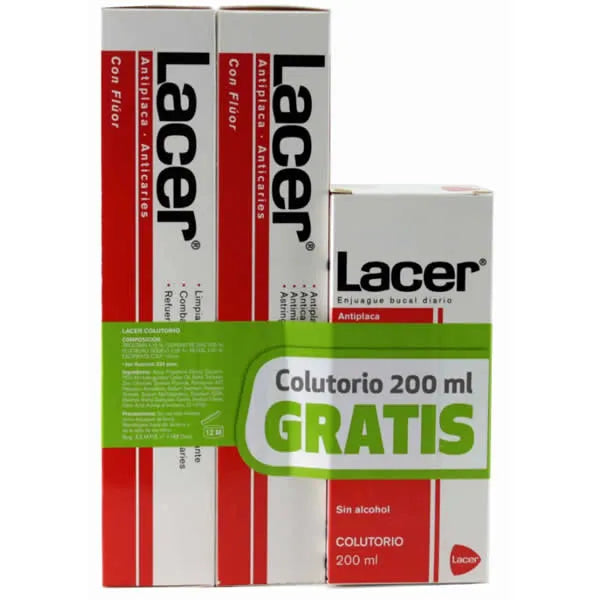 LACER LACER Duplo Antiplaque Anticaries Zahnpasta 125 ml und Mundspülung 200 ml Set Kosmetik