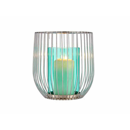 Gift Decor Kerzenschale aus Metall und Glas in Blau und Silber mit Käfig-Design – Detailansicht