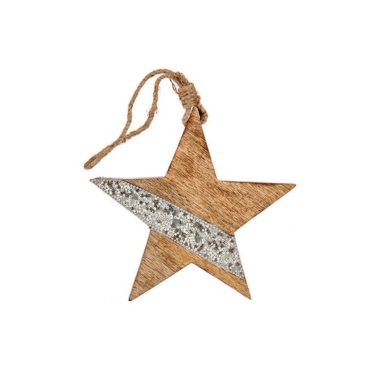 Weihnachtsschmuck Krist+ Silberfarben Holz Stern 17 x 2,5 x 34 cm