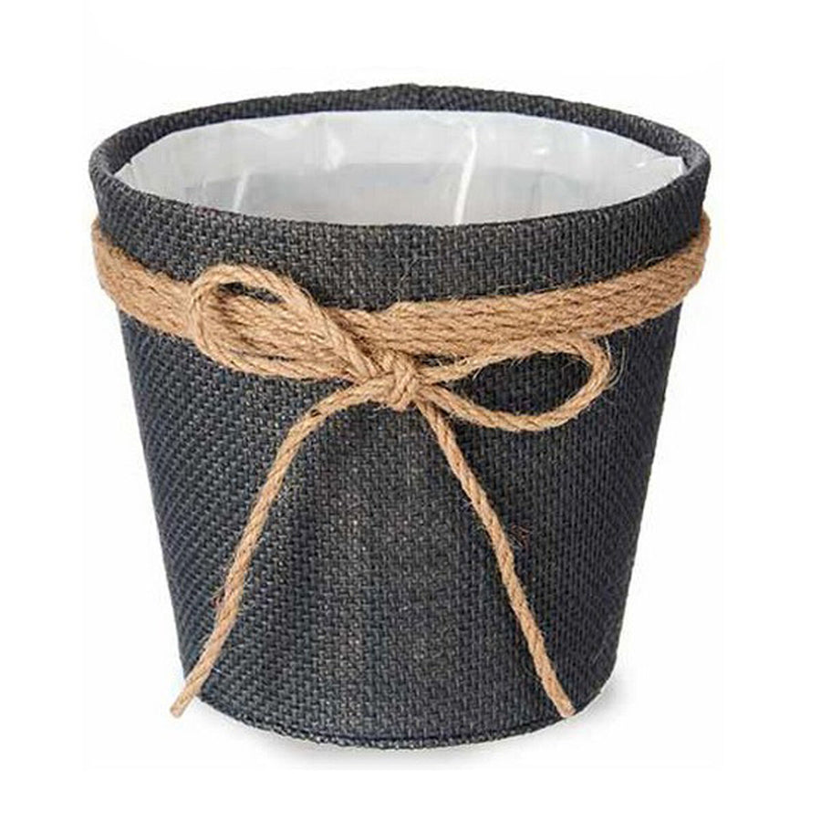 Grauer Ibergarden Blumentopf aus Kunststoff mit Schleifen-Design, 16 x 14,5 x 16 cm – Produktansicht
