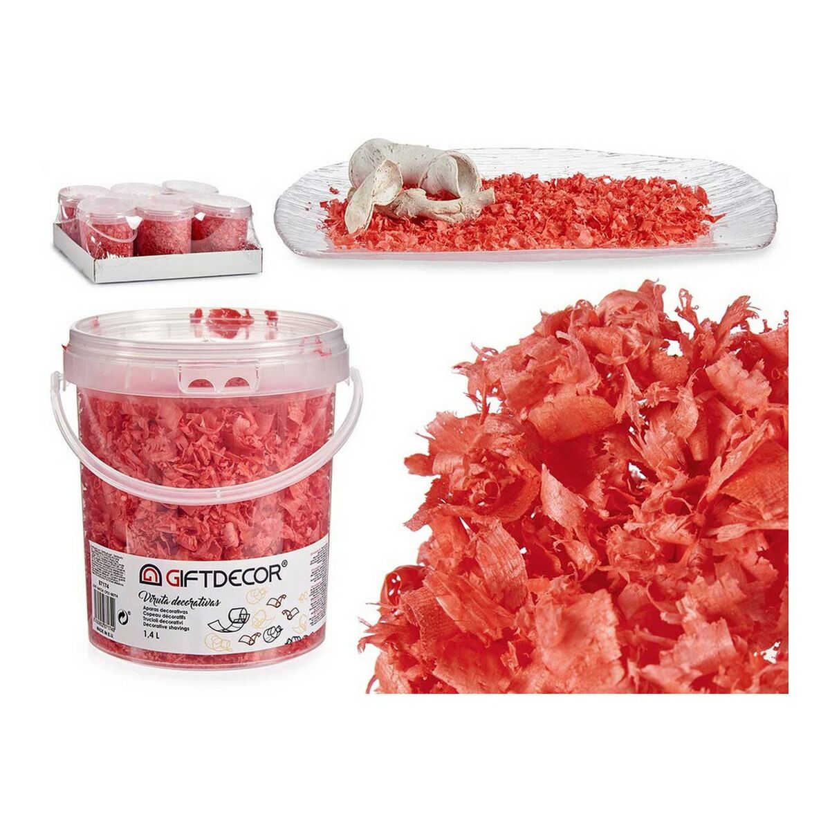 Dekorative dunkelgraue Holzspäne Gift Decor im Gefäss, 13 x 14 x 14 cm – Verpackung