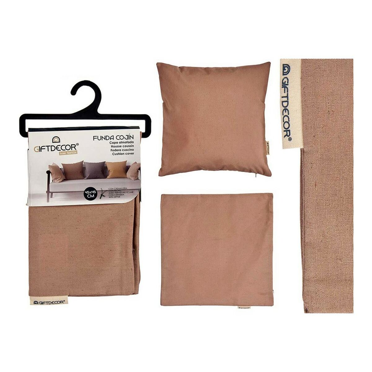 Brauner Gift Decor Kissenbezug mit Reissverschluss – Verpackung