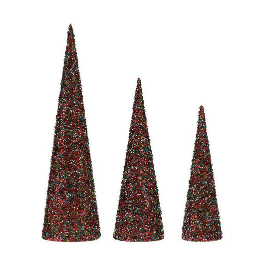 Weihnachtsschmuck Krist+ Blau Pink Pailletten Weihnachten 16,5 x 60 x 16,5 cm Kegel 3 Stücke