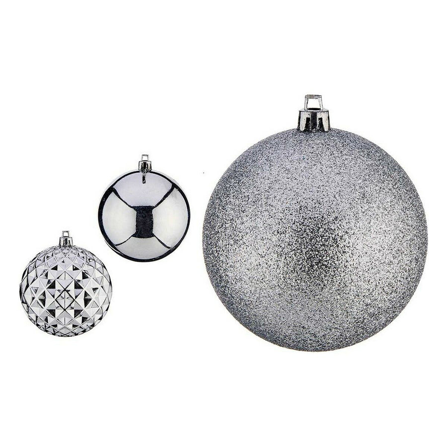 Silberfarbene Krist+ Weihnachtsbaumkugeln aus PVC, 3 Stück, Ø 8 cm