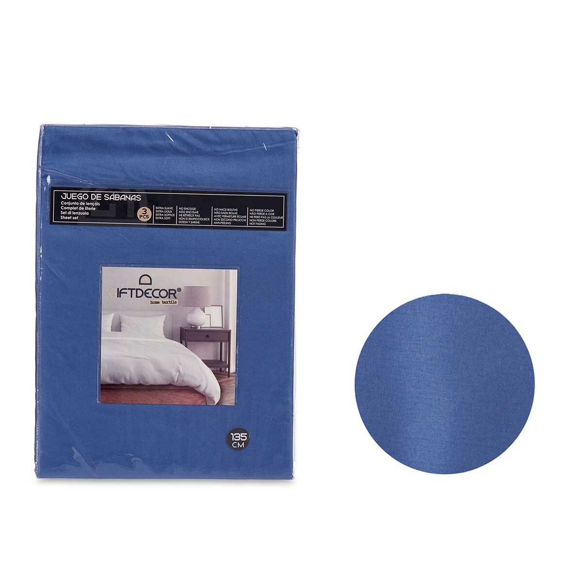 Blaues 3-teiliges Bettwäsche-Set von Gift Decor mit Bettlaken, Kissenbezug und Bettüberwurf