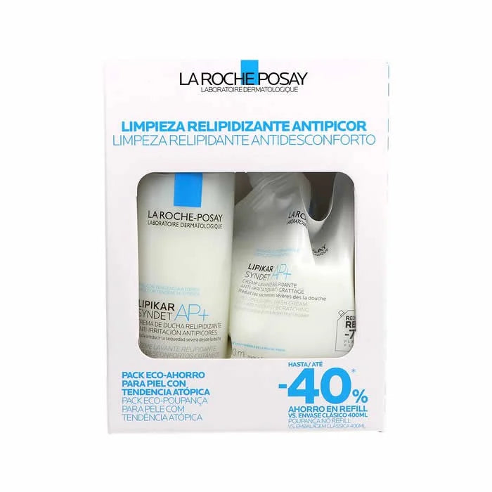 LA ROCHE-POSAY La Roche-Posay Lipikar Syndet AP+ Cream Wash 400 ml mit 400 ml Nachfüllpackung Creme
