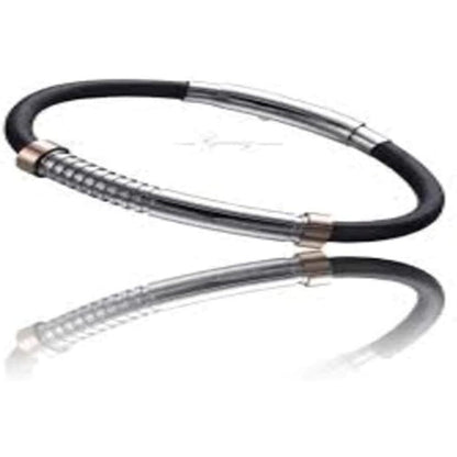 Time Force Herrenarmreif TS5094BR23 aus Edelstahl, silberfarben und schwarz – Detailansicht
