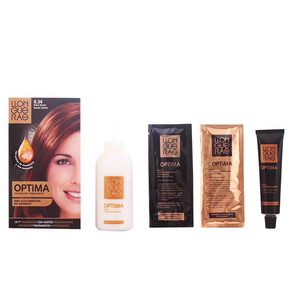 LLONGUERAS LLONGUERAS Optima Permanente Haarfarbe 6.34 Dunkel Gold Kupfer Blond Ammoniakfrei