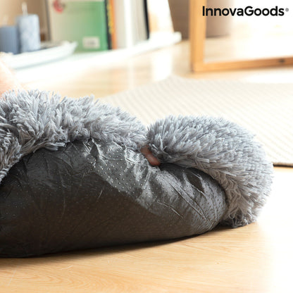 Anti-Stress-Haustierbett Bepess InnovaGoods grau Ø 60 cm – Anwendungsansicht