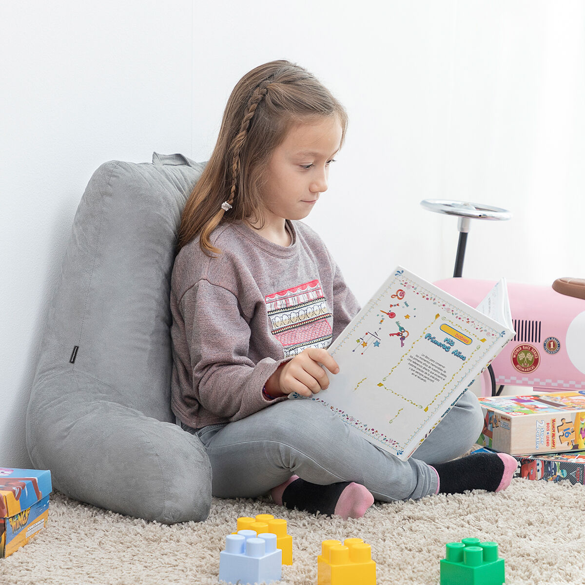 Graues Huglow Lesekissen mit Armstütze von InnovaGoods – Ansicht 8