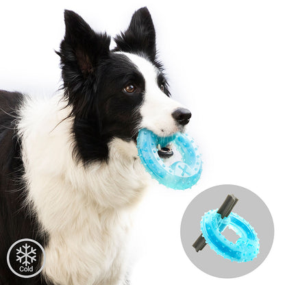 Glubiz gefrierfähiges 2-in-1-Beissspielzeug für Hunde von InnovaGoods, blau – Anwendungsansicht