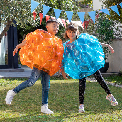 Aufblasbare Bumper-Bubble-Bälle Bumpoy von InnovaGoods, 2er-Set in Blau und Orange – Seitenansicht