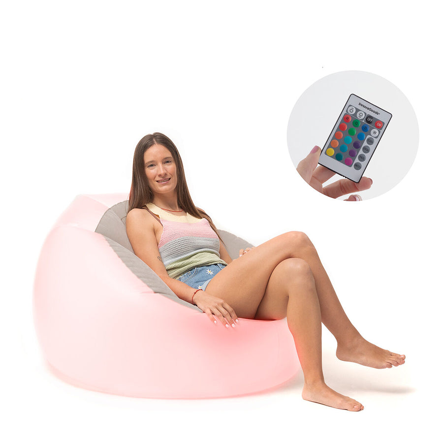 Aufblasbarer LED-Sessel Chight von InnovaGoods mit RGB-Beleuchtung und Fernbedienung – Detailansicht