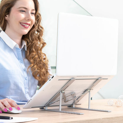 Verstellbarer und zusammenklappbarer Laptop-Ständer Flastan von InnovaGoods in Grau – Produktansicht