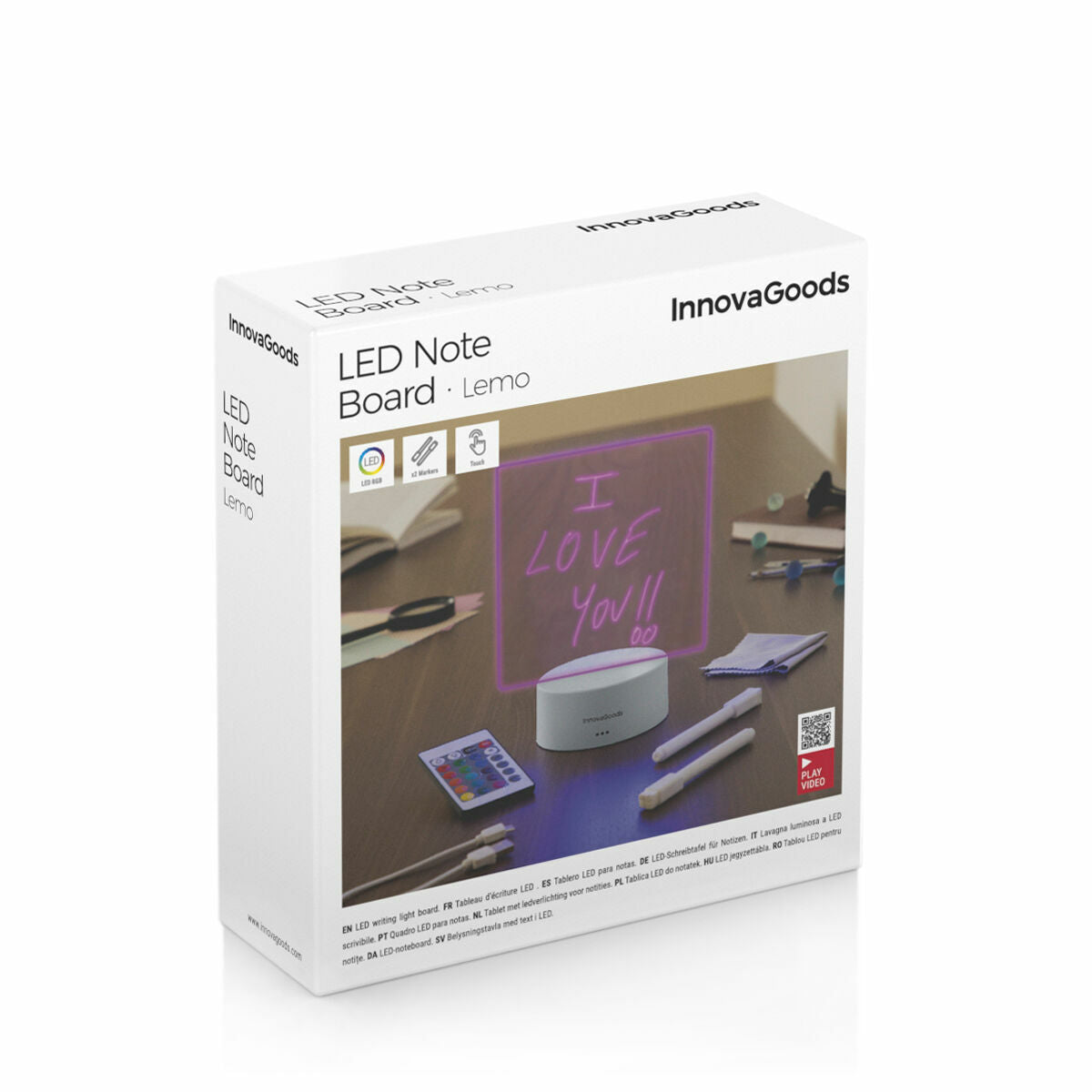 LED-Notiz- und Nachrichtentafel Lemo von InnovaGoods mit RGB-Beleuchtung – Verpackung