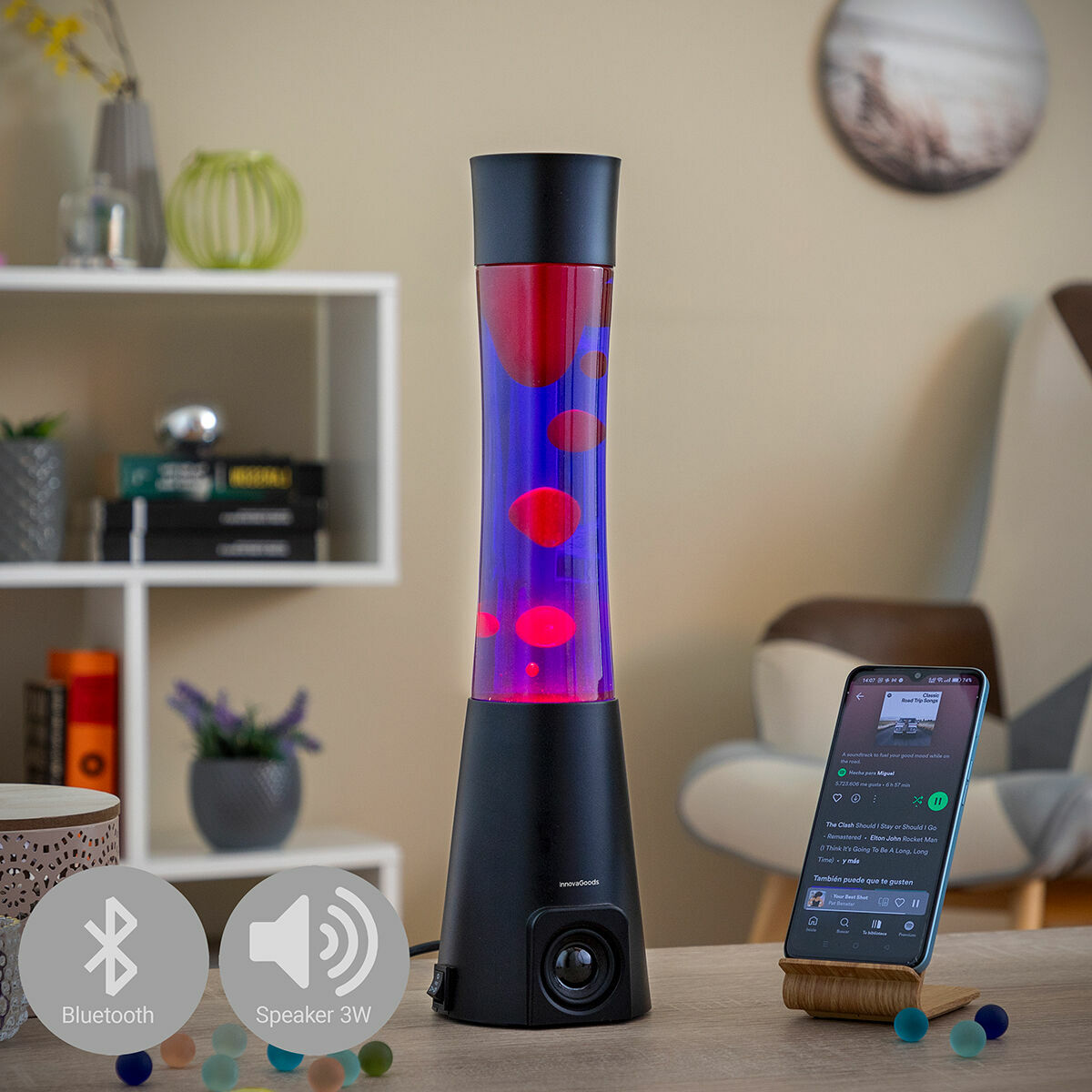 Lavalampe mit Bluetooth-Lautsprecher Maglamp von InnovaGoods im Retro-Design – Produktansicht