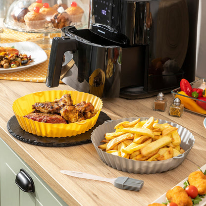 InnovaGoods Mollicon Silikonformen für Heissluftfritteuse mit Backpinsel, 2 Stück – Produktansicht