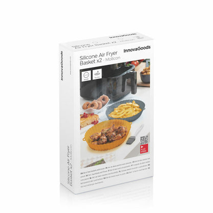 InnovaGoods Mollicon Silikonformen für Heissluftfritteuse mit Backpinsel, 2 Stück – Detailansicht