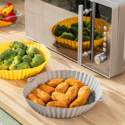 4er-Pack Silikonkörbe mit Griffen für Heissluftfritteuse und 2 Küchenpinsel InnovaGoods – Ansicht 7