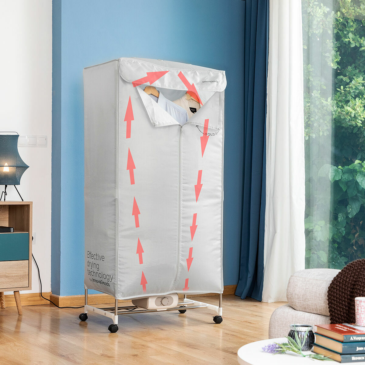 InnovaGoods Dupledry tragbarer elektrischer Wäschetrockner 1200 W in Grau – Produktansicht
