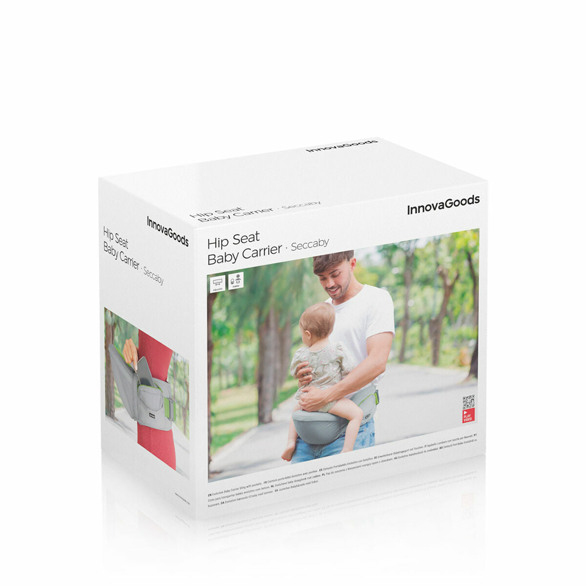 Anpassungsfähige Babytrage mit zwei Taschen von InnovaGoods – Rückansicht
