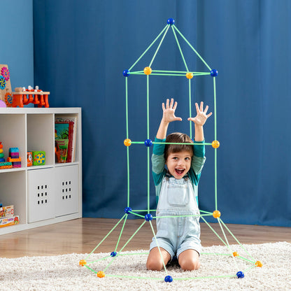 InnovaGoods Builkitt Kinder-Baukasten mit 155 Teilen und fluoreszierenden Stäben – Rückansicht