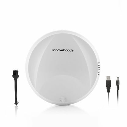 InnovaGoods intelligenter Staubsaugerroboter in Weiss mit USB-Ladekabel – Rückansicht
