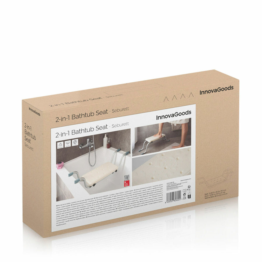Rutschfester 2-in-1-Badewannensitz Seburett von InnovaGoods in Weiss und Grau – Detailansicht