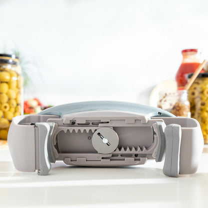 Elektrischer Gläser- und Dosenöffner Lloucan von InnovaGoods in Grau und Orange – Anwendungsansicht
