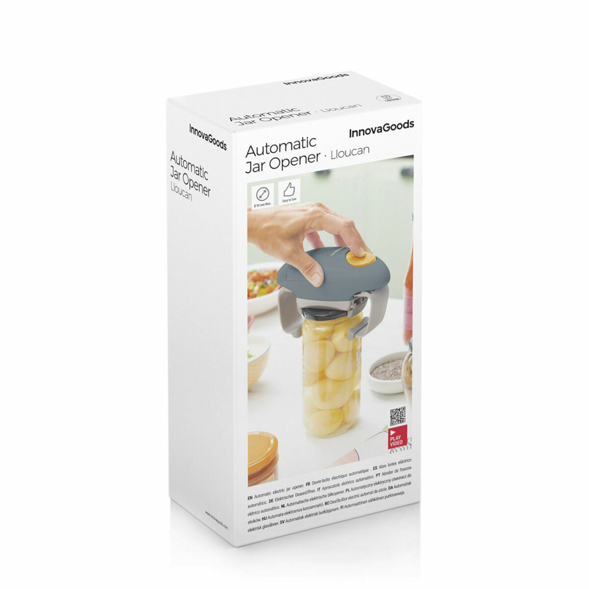 Elektrischer Gläser- und Dosenöffner Lloucan von InnovaGoods in Grau und Orange – Detailansicht