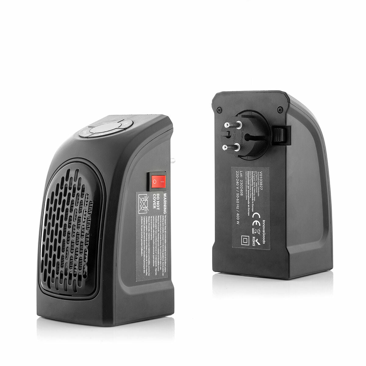 Tragbare Mini-Heizung Heatpod InnovaGoods 400 W schwarz – Rückansicht