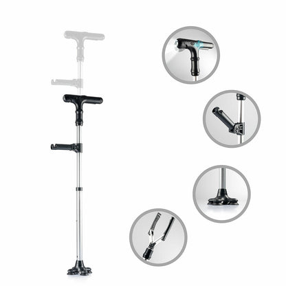 Ausziehbarer Gehstock InnovaGoods mit LED-Licht, Alarm und mechanischem Greifer – Detailansicht