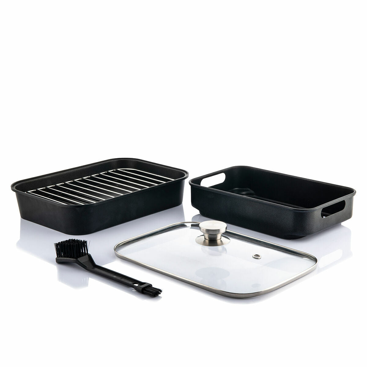 InnovaGoods Fryinn 12-in-1 Heissluftfritteuse mit Grill in Schwarz und Stahl, 6 l – Rückansicht