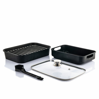 InnovaGoods Fryinn 12-in-1 Heissluftfritteuse mit Grill in Schwarz und Stahl, 6 l – Rückansicht
